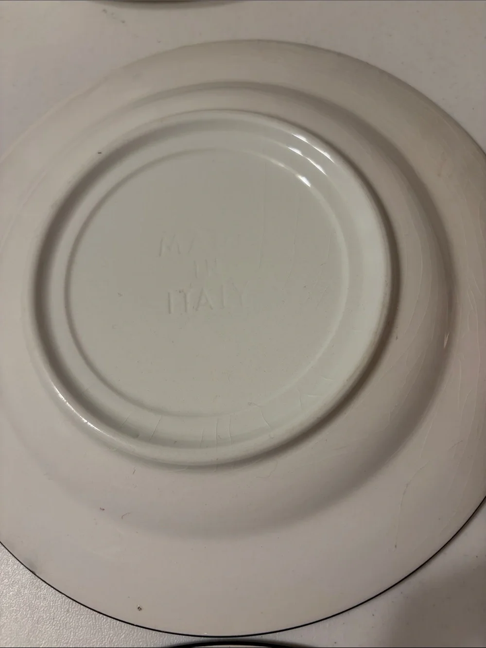 Vintage 80’s MADE IN ITALY spongeware Black & White salad dessert plate pair